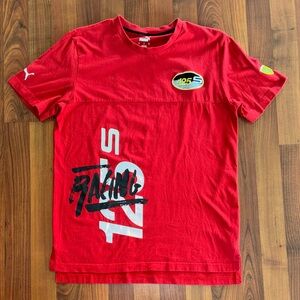 Puma Red Racing Logo Graphic Tee with White & Black Accents size M